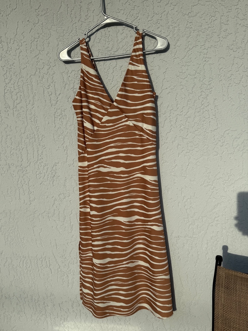 Sleeveless Brown Zebra-Stripe Slip Dress - A New Day